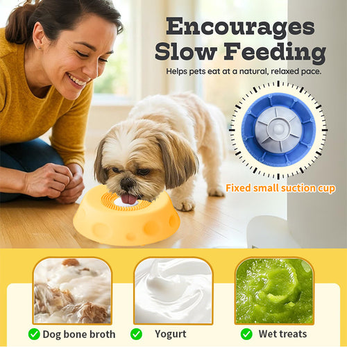 Slow licking bowl for pet anxiety support through daily routines